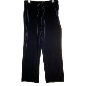 Vintage Black Velour Velvet Wide Leg Drawstring Pants Made In USA